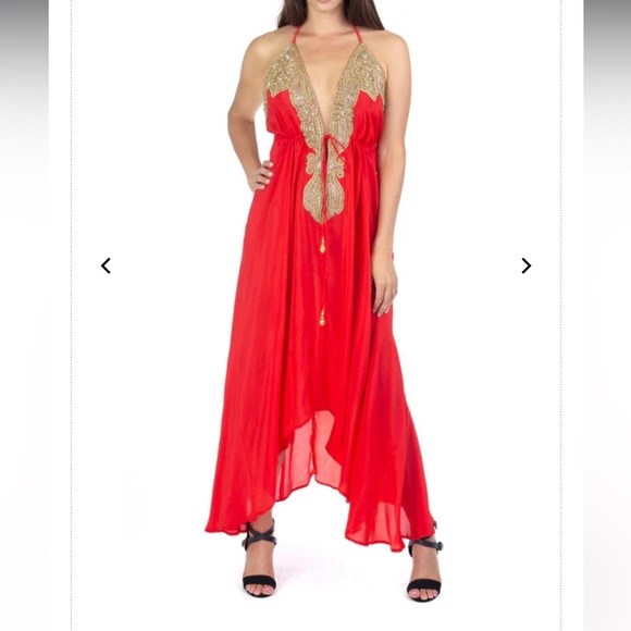 Red Manish Vaid Beach Dress - Picture 1 of 7